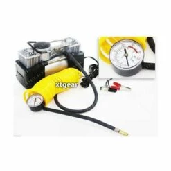 HELIOTRADE Compresseur D'air PRO Double Cylindre 12V 10 Bars + Manomètre Pneus 4x4 Voiture