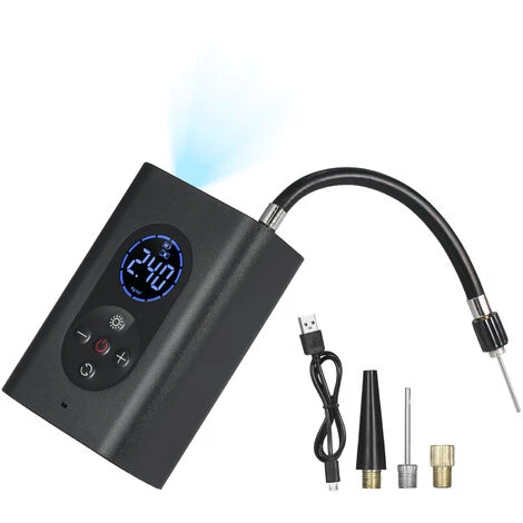SUPERSELLER Gonfleur De Pneu Compresseur D'air Portable 150PSI Pompe à Air électrique Avec Jauge De Pression Lumière LED 4000mAh Batterie Externe Rechargeable Par USB Arrêt Automatique Pour Balles De Vélo De Voiture Et Autres Objets Gonflables - Le Noir - Le Noir â Image 2