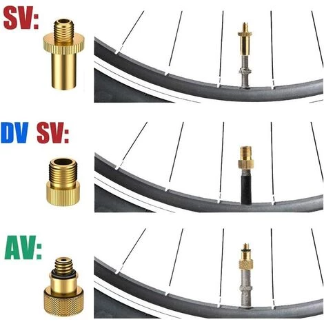 TINOR Adaptateurs Valve Vélo, 24 Pcs Kit De Adaptateur Gonflage Vélo, Valve De Vélo Avec Bague D'Étanchéité, Facile à Installer Pour DV AV SV Vélo Pompe Compresseurs Pompes â Image 3