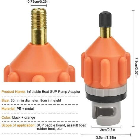 TINOR 2PCS Adaptateur De Pompe Orange Adaptateur De Kayak Noir Adaptateur De Pompe Pour Bateaux Adaptateur Pompe Kayak Pompe à Air Pneumatiques Kayak Pompe Pour Canots Pneumatiques Kayak Pompe Pied – Image 2