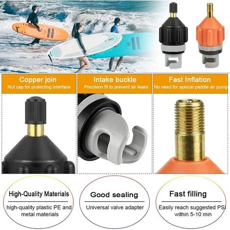 TINOR 2PCS Adaptateur De Pompe Orange Adaptateur De Kayak Noir Adaptateur De Pompe Pour Bateaux Adaptateur Pompe Kayak Pompe à Air Pneumatiques Kayak Pompe Pour Canots Pneumatiques Kayak Pompe Pied – Image 4