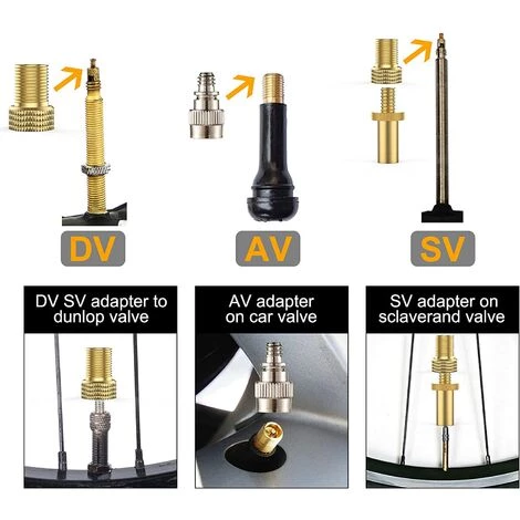 TINOR Adaptateur De Pompe à Vélo, 12 Pièces Adaptateur De Valve De Vélo DV AV SV Soupape De Vélo Presta Schrader Vélo Valve Connecteurs Embout Gonfleur Velo Adaptateur Gonflage Velo Raccord – Image 3