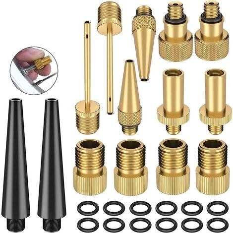 TINOR 26 PCS Adaptateur De Pompe à Vélo - Schrader Presta De Valve Adaptateur De Pompe à Pneu De Bicyclette AV DV SV Avec Embout De Gonflage Adaptateur De Compresseur Pour Ballon De Vélo De Montagne