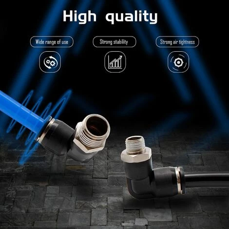 2 Pièces Connecteurs Pneumatiques, Raccords Rapides à Filetage Mâle, Noir Coude Pneumatique Connecteur, Convient Aux Outils De Bricolage(6mm, M5) GrooFoo – Image 2