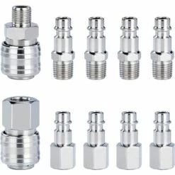 Raccord Rapide De Compresseur 1/4"BSP Coupleur Pneumatique D'air Kit Raccords De Tuyau Connecteur Homme Femme 10 Pièces GrooFoo