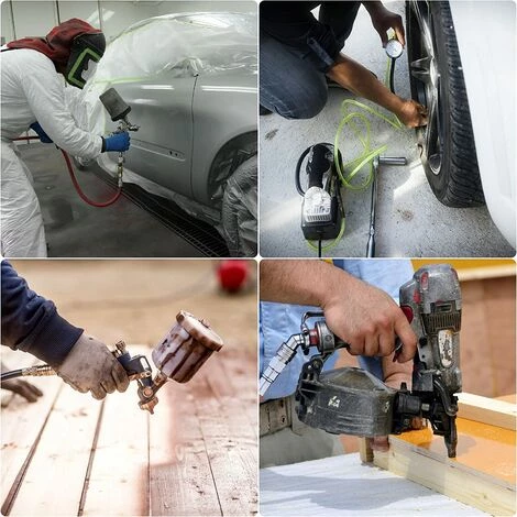 Raccord Rapide De Compresseur 1/4"BSP Coupleur Pneumatique D'air Kit Raccords De Tuyau Connecteur Homme Femme 10 Pièces GrooFoo – Image 2