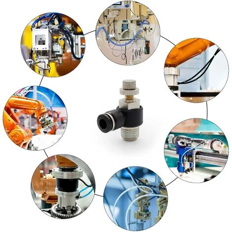 3 Pièces Raccords Pneumatiques, Régulateur De Débit D'air, Avec Connexion Enfichable Et Filetage Extérieur Connecteur Rapide De Valve, Pour Outils Pneumatiques(4mm,R1/8 ) GrooFoo – Image 3