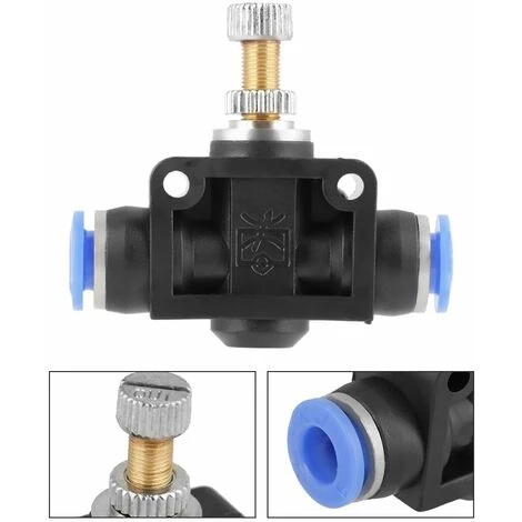 3pcs Tuyau Papillon Push-in Régulateur De Vitesse Valve De Contrôle Pneumatique De Débit D'Air Connecteur De Vanne Raccord Rapide 4mm GrooFoo – Image 2