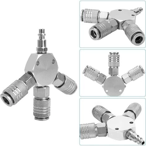 LONGZIMING Répartiteur à Air Comprimé En Y - Raccord Rapide - 3 Voies - Raccord Pneumatique - Raccord Rapide - 1/4 F-NPT â Image 4