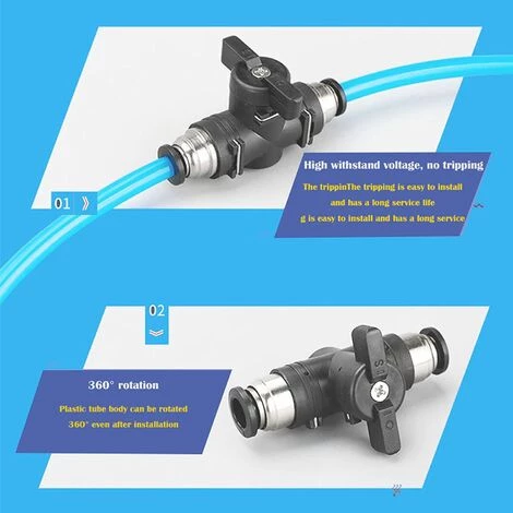 2pcs Raccords Pneumatiques De 8 Mm Pousser Le Connecteur Rapide Connexion Vanne Manuelle Push Connecteur Droit Pneumatique Pour Connecter Des Tuyaux En Polyéthylène En Nylon Et En PU(BUC-8) GrooFoo – Image 4