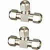 2 Pièces 16 Mm Compression Ferrule Tube, Té De Diamètre Egal, Argent Couleur Ferrule Tube Raccord, Cuivre Nickelé Tuyau Pneumatique Raccord, Utilisé Pour Les Climatiseurs Et Les Tuyaux GrooFoo