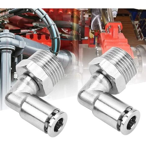 4 Pièces Tout-cuivre Raccords De Tuyau à Connexion Rapide Nickelé 6mm Raccord Rapide Pneumatique + 90 Degrés BSP Filetage Mâle(1/2") GrooFoo – Image 2