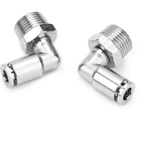 2 Pièces Tout-cuivre Raccords De Tuyau à Connexion Rapide Nickelé 12mm Raccord Rapide Pneumatique + 90 Degrés BSP Filetage Mâle(1/2") GrooFoo – Image 5
