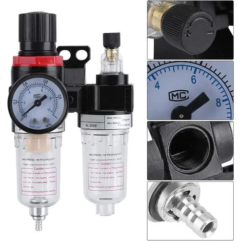 AOUGO Séparateur Huile-eau - 1/4 '' Filtre à Air Régulateur Lubrificateur Séparateur D'huile Avec Compresseur Séparateur D'humidité Séparateur D'huile, Filtre De Compresseur – Image 2