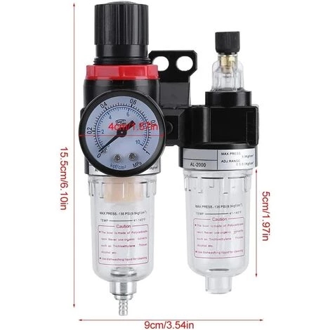 AOUGO Séparateur Huile-eau - 1/4 '' Filtre à Air Régulateur Lubrificateur Séparateur D'huile Avec Compresseur Séparateur D'humidité Séparateur D'huile, Filtre De Compresseur – Image 3