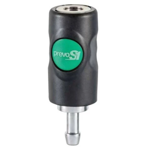 Raccord Rapide Air Comprimé PREVOST - Tuyau Cannelé Ø 8mm - Européen 7.2/7.4mm - Corps Composite - Bouton Vert