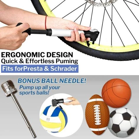 ALMI Mini Pompe à Vélo Pompe à Cadre Portable Fit Presta & Schrader, Mini Pompe à Pneu De Vélo Pour Vélo De Montagne BMX Haute Pression 100 PSI / 7 Bar, Comprend Une Aiguille De Pompe à Balle – Image 4