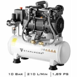 STAHLWERK Compresseur Silencieux à Air Comprimé ST 110 Pro Puissance De Pression 10 Bar, 1,89 CV