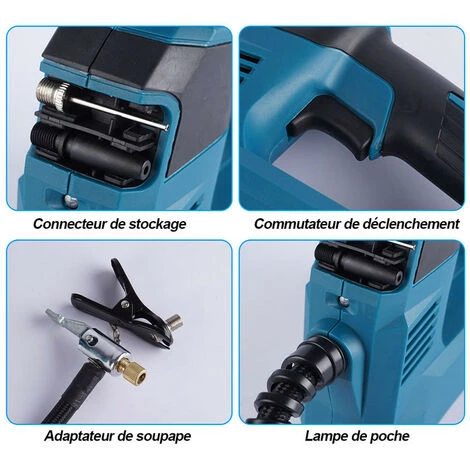 ONEVAN Compresseur D'air Portable Convient Pour Batterie Makita 18V Gonfleur Sans Fil Haute Pression - Avec 3 Accessoire Sans Batterie â Image 5