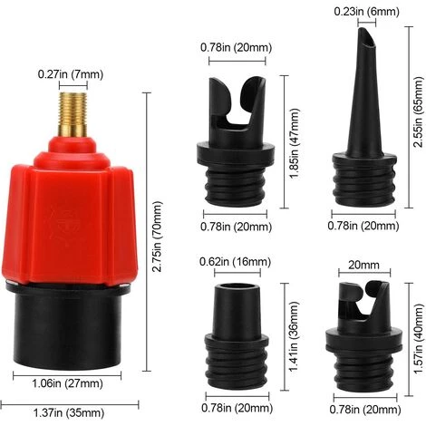 CHANCEY Convertisseur Gonflable De Pompe D’Adaptateur D’air Adaptateur,SEMAket 4 Normes Pièce Jointe Conventionnelle De Valve D’air Pour Bateau Gonflable, Stand Up Paddle Board, Lit Gonflable, Etc. – Image 3