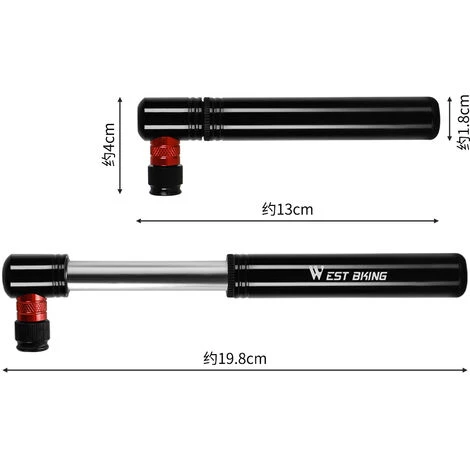 WEST BIKING Mini Pompe à Vélo En Alliage D'aluminium Ultra-léger Vtt Vélo De Route Gonfleur De Pneu Schrader Presta Valve Cyclisme Air Pompe à Main - Le Noir - Le Noir â Image 4