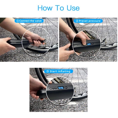 CYCPLUS 150PSI Vélo électrique Gonfleur Vélo Cycle Pompe à Air Pompe Rechargeable Sans Fil Pneu Pompe Vtt Vélo De Route Moto Voiture Gonfleur D'air - Noir - Sans Fonction De Banque D'alimentation – Image 3