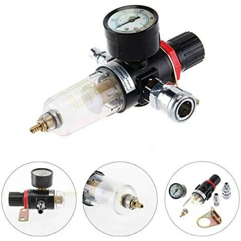 TOPHOMER 30-120PSI 1/4" BSP Compresseur Filtre Régulateur Air,Pression Filtre Séparateur Huile/Eau Filtre à Air – Image 2