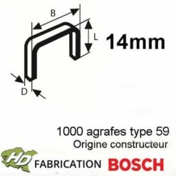 1000 Agrafes Acier 14 Mm Type 59 Bosch