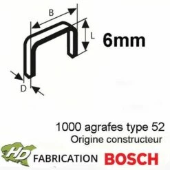 1000 Agrafes Acier 6 Mm Type 52 Bosch