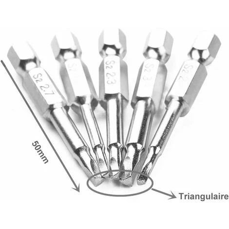 QERSTA Hex Queue Tournevis à Tête Triangulaire Magnétique Bits Astuce Set S2 Acier 5pcs 50mm 6.35mm – Image 5