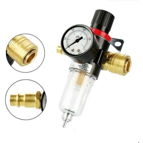 Ensoleillé Filtre à Air Compresseur, 1/4" Kit D'outils De Piège De Séparateur D'eau De Filtre De Compresseur D'air Avec La Mesure De Régulateur – Image 4