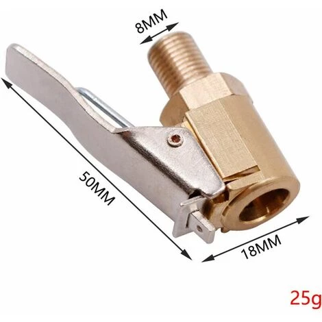 NAXUNNN 2 Pièce Adaptateur De Valve De Pneu De Voiture, 8 Mm Pompe De Embout Laiton Gonflage Valve Clip Pince Connecteur Adaptateur Pour Pneu De Voiture Ou Camion, – Image 2
