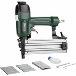 Agrafeuse Pneumatique Multifonctionnelle 2 En 1,STANEW Cloueuse Pneumatique Avec 180 Agrafes Et 68 Pin,Burette D’huile, 2 Clés Allen,Raccord Idéal Pour Tapisserie,Matériel De Fixation, Décoration, Menuiserie - Vert