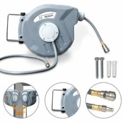 SWANEW Enrouleur De Tuyau à Air Comprimé - Enrouleur Automatique De Tuyau Pneumatique, Enrouleur Avec Tuyau - Dévidoir Automatique Avec Embrayage 10+1 M - Gris - Gris