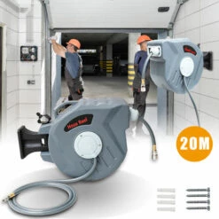 VINGO Enrouleur Air Comprimé Automatique Avec Embrayage 20+2 M - Gris