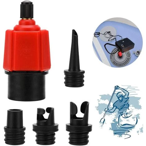 DENUOTOP Pompe De Kayak Gonflable, Sup Adaptateur De Valve De Gonflage D'air Et Embout De Gaz 4 Pcs Pour Structures Gonflables