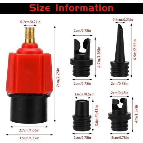 DENUOTOP Pompe De Kayak Gonflable, Sup Adaptateur De Valve De Gonflage D'air Et Embout De Gaz 4 Pcs Pour Structures Gonflables – Image 3