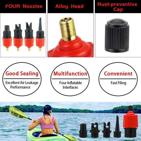 DENUOTOP Pompe De Kayak Gonflable, Sup Adaptateur De Valve De Gonflage D'air Et Embout De Gaz 4 Pcs Pour Structures Gonflables – Image 5
