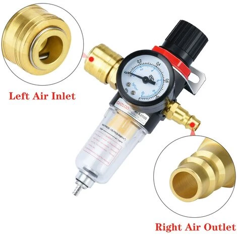 HEGUYEY Réducteur De Pression à Air Comprimé, Filtre à Air Régulateur De Pression 1/4 BPS Avec Séparateur D'eau-Outil Pneumatique Accessoire â Image 4