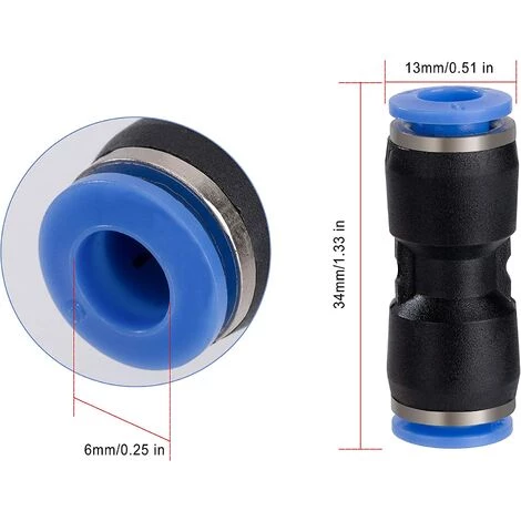 Connecteur Pneumatique 6mm Droit Raccords Rapides Pneumatiques Push In Raccord De Tube De Ligne D'Air En Plastique 30 Pièces - DKSFJKL – Image 2