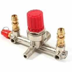 TINOR Accessoire Compresseur à Air, Compresseur D'air En Alliage à Tube De Sortie Double, Accessoires De Soupape De Régulation De Pression Avec Petit Support De Compresseur D'air