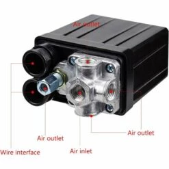 TINOR Pressostat De Compresseur D'Air Avec 4 Sorties 90-120 PSI 240 V Commutateur De Pression Vanne De Contrôle Pièces Pour Compresseur