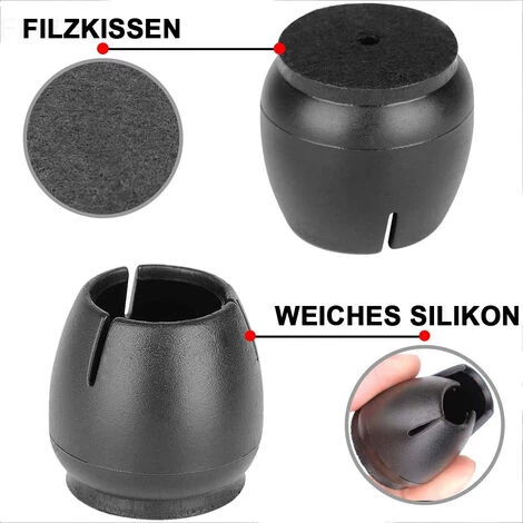 PESCE Protecteur De Sol Pour Pieds De Chaise Ronds De 37 à 42 Mm, Capuchons De Pieds De Petite Chaise En Silicone, Meilleurs Embouts De Pieds De Chaise, Noir, Paquet De 40 â Image 3
