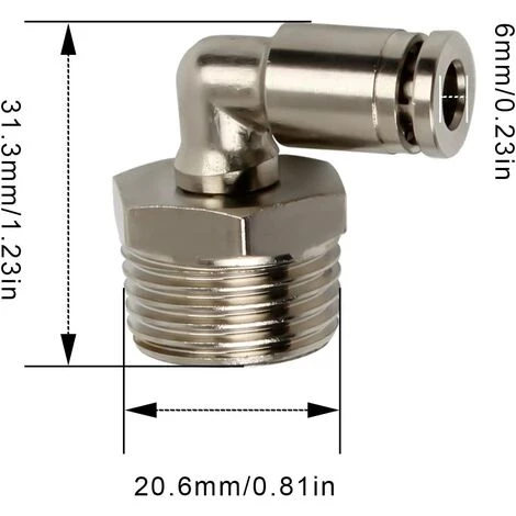 MONLY Raccord Rapide Air Comprimé, SRJQXH 2 Pièces PL6-04 Mâle Coude Push To Raccord Pneumatique, Filet Extérieur Haute Dureté, Le Raccord Pneumatique Est Disponible Pour Les Tubes PU Et Nylon â Image 2