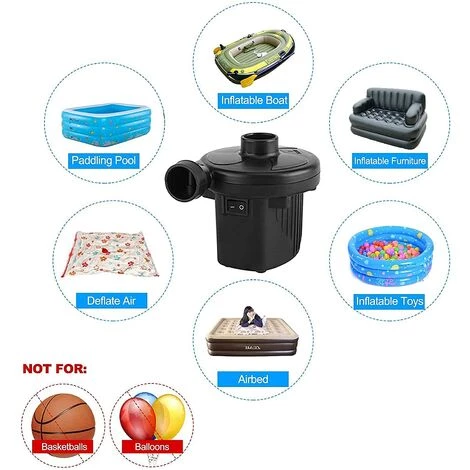 OSQI Pompe à Air électrique - Gonfleur Et Dégonfleur électrique 220W 2 En 1 Avec 3 Buses Amovibles Pour Matelas Gonflable, Oreiller, Lit, Bateau, Anneau De Bain, Coussin Gonflable â Image 4