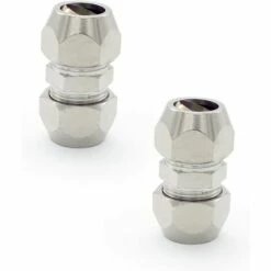 MONLY 2 Pièces 10 MM Raccord De Tuyau à Virole De Compression, Argent Tuyau Pneumatique Raccord, Cuivre Nickelé Tube Double Droite Connecteur Rapide, Convient Pour Plomberie, Compresseur D'air