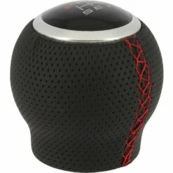 RACE SPORT Pommeau Rond Simili Cuir Noir SP Rouge Bague Marche Arrière Avec Pastilles