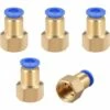 BEARSU Pression Connexion Tube Raccord Adaptateur 6mm Tube Diamètre Externe X G1/4" Femelle Droit Pneumatique Connexion Connect Tuyau Raccord 5pcs
