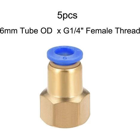BEARSU Pression Connexion Tube Raccord Adaptateur 6mm Tube Diamètre Externe X G1/4" Femelle Droit Pneumatique Connexion Connect Tuyau Raccord 5pcs – Image 3