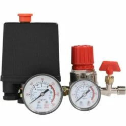 FVO Compresseur D'Air Commutateur De Vanne De Pression Du Pressostat Compresseur D'Air Avec Régulateurs Jauge (Manomètre En Plastique)